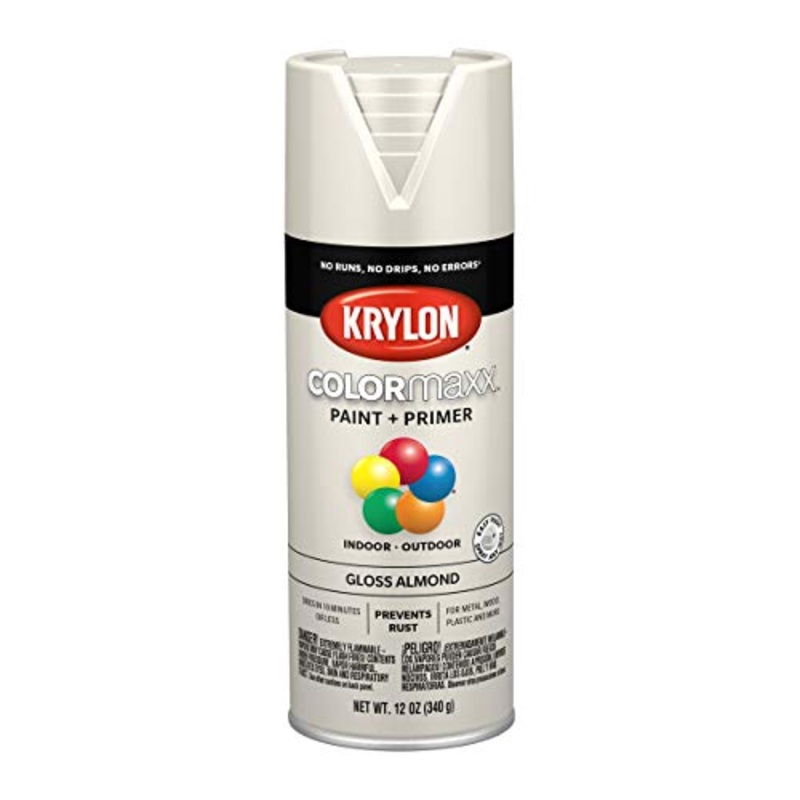 12 oz Krylon K05500007 COLORmaxx Almond Paint & Primer Spray Paint, Gloss