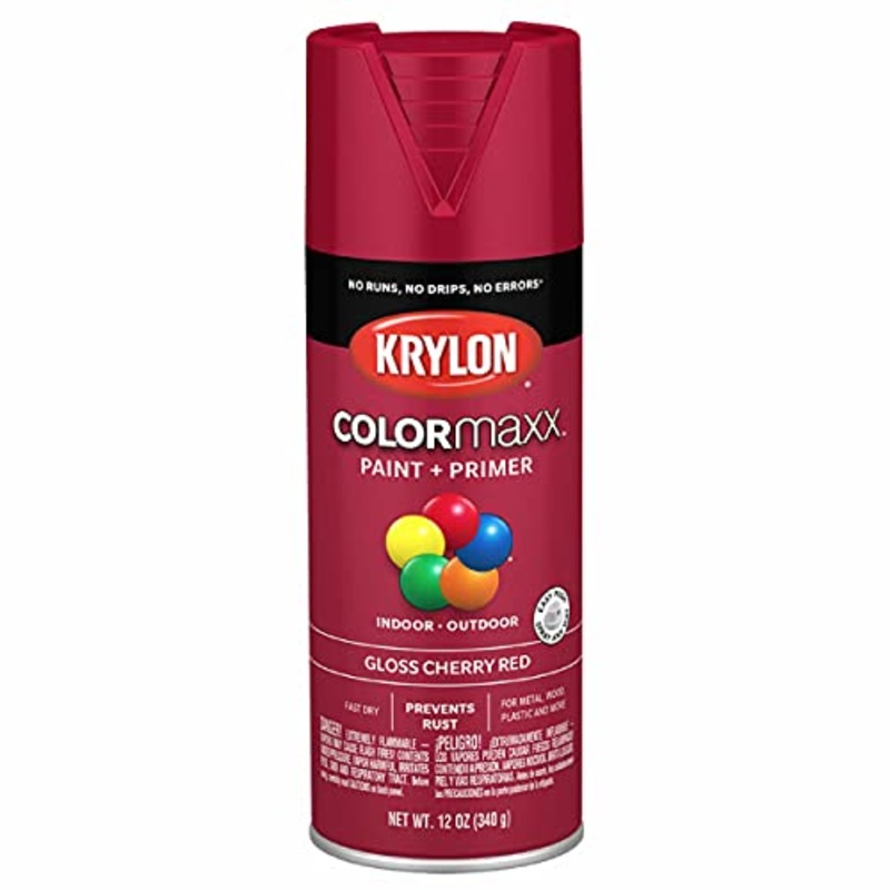 12 oz Krylon K05511007 Cherry Red COLORmaxx Paint & Primer Spray Paint, Gloss