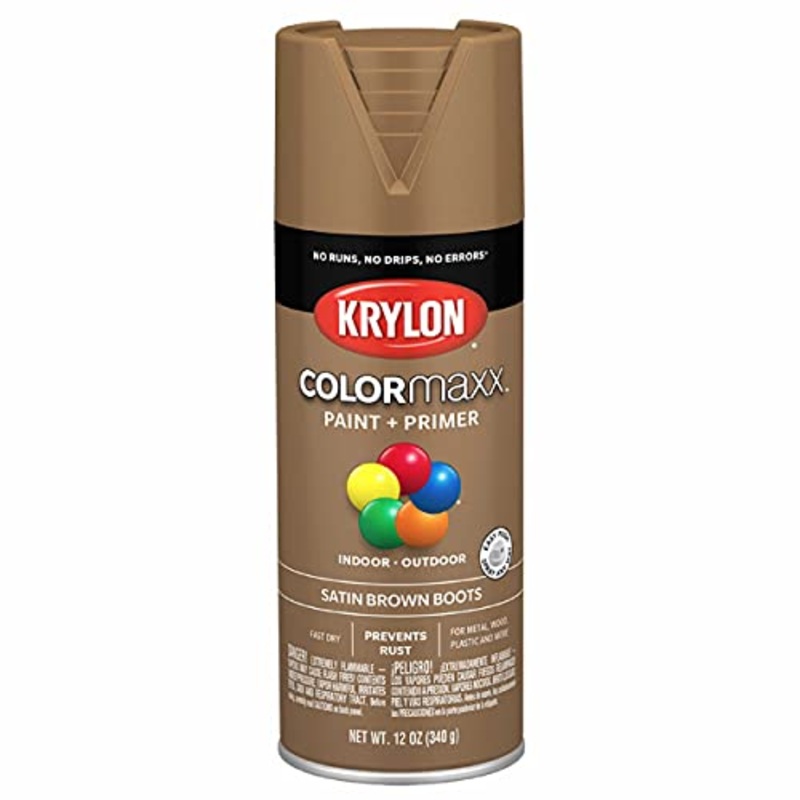 12 oz Krylon K05559007 Brown Boots COLORmaxx Paint & Primer Spray Paint, Satin