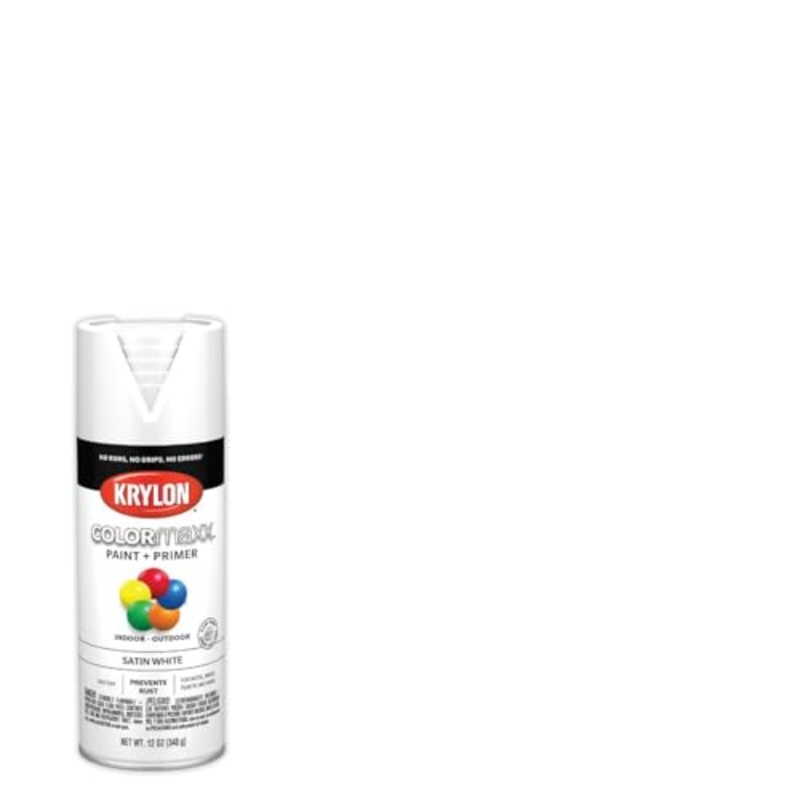 12 oz Krylon K05577007 White COLORmaxx Paint & Primer Spray Paint, Satin