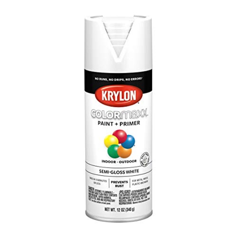 12 oz Krylon K05580007 White COLORmaxx Paint & Primer Spray Paint, Semi-Gloss