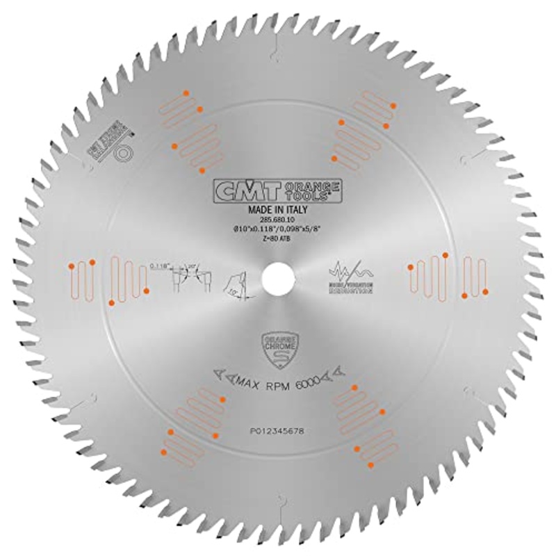 CMT Orange Tools 285.680.10 Orange Chrome Ultimate CROSSCUTTING Blade 10" x T80 ATB