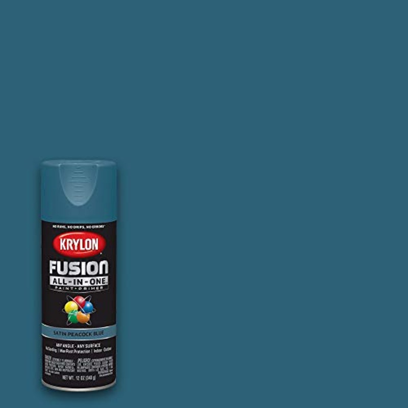 Krylon Fusion All-In-One Adhesive Spray Paint for Indoor/Outdoor Use, 12 oz, Peacock Blue