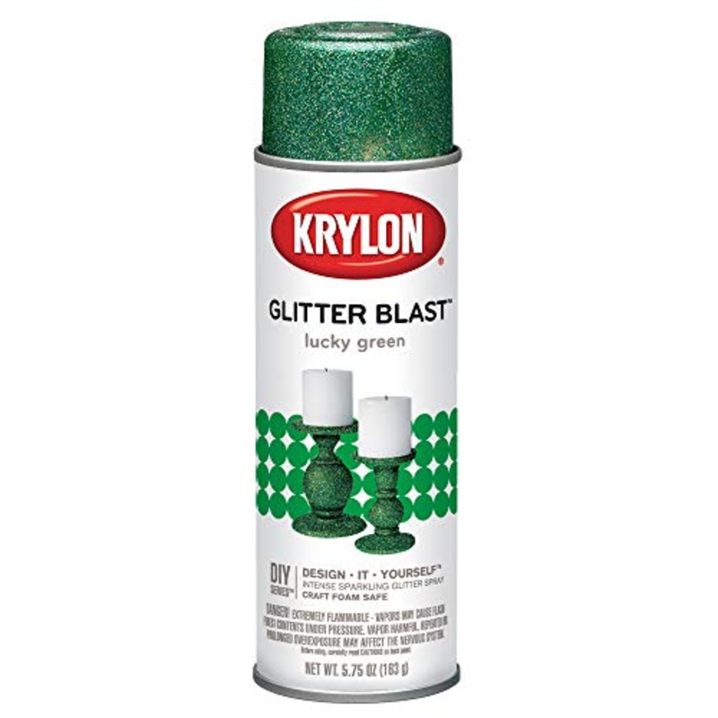 Krylon Glitter Blast Glitter Spray Paint For Craft Projects, Lucky Green Small Can, 5.75 oz