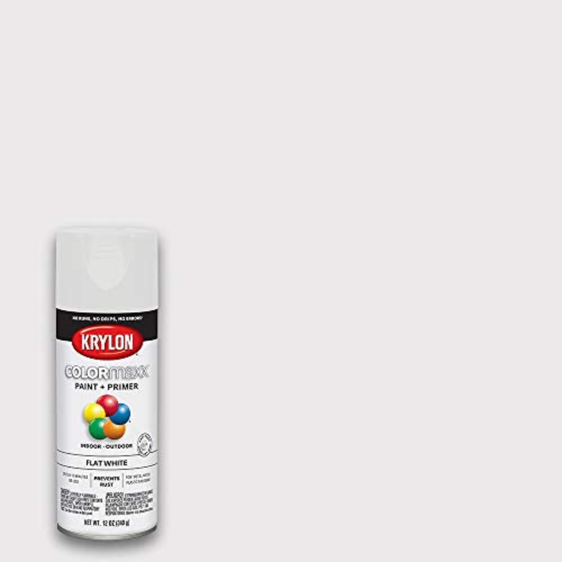Krylon K05548007 COLORmaxx Spray Paint and Primer for Indoor/Outdoor Use, Flat White, 12 Ounce (Pack of 1)