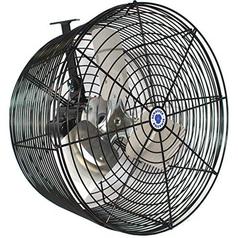 Schaefer VK24-B Versa-Kool Deep Guard Greenhouse Air Circulation Fan - 24 HAF Wall Mount Fan w/T-shape Mount - Made in USA - 1/2 HP, 7860CFM - Black