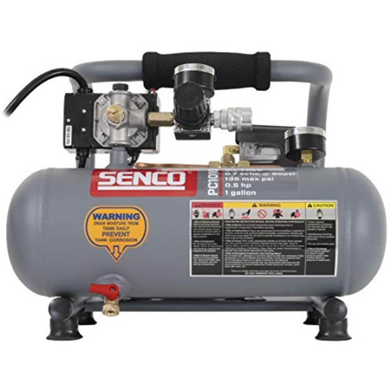 Senco PC1010 1/2- Horsepower 1-Gallon Matte Finish and Trim Portable Hot Dog Air Compressor, Gray/Red