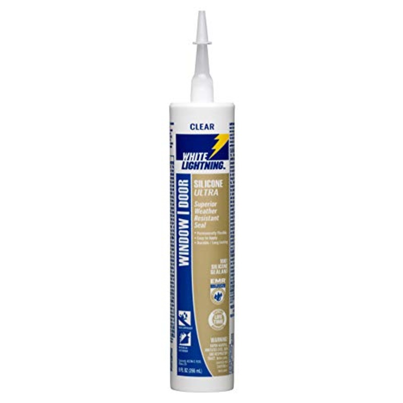White Lightning W31101010 Silicone Ultra Window & Door Sealant, Clear, 10 fl. oz.