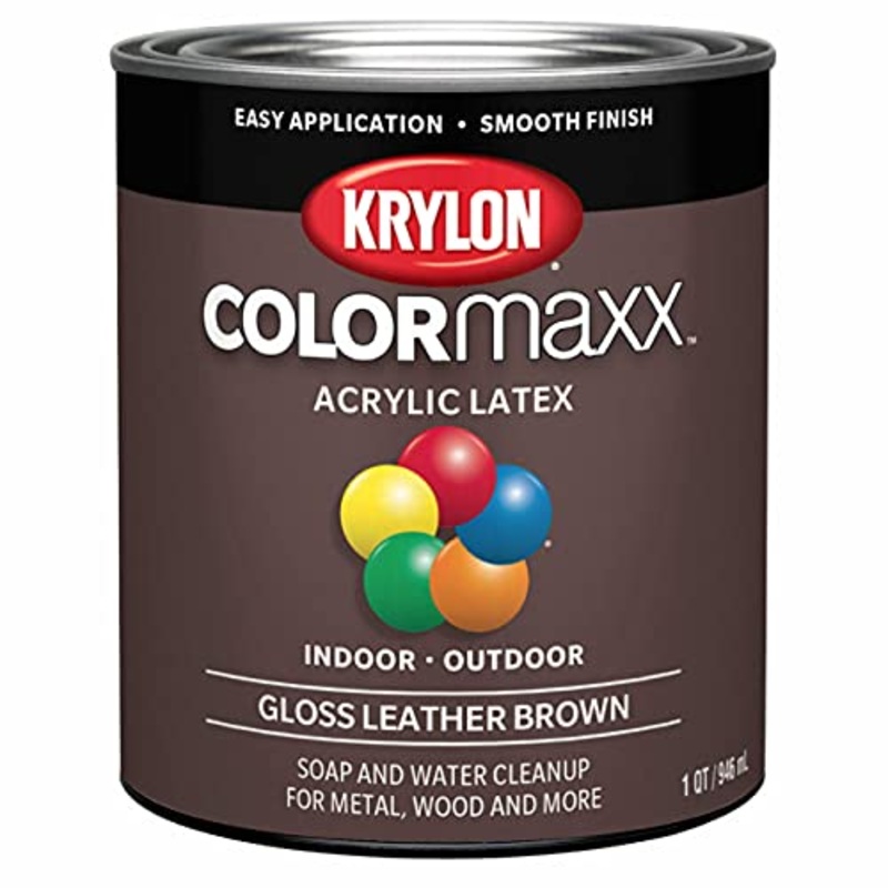 1 qt Krylon K05622007 Leather Brown COLORmaxx Paint & Primer, Gloss