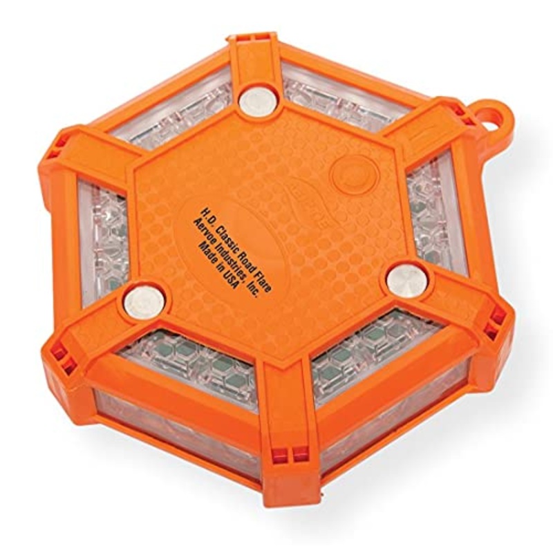 Aervoe 11460 H.D. Classic Safety Road Flare, Orange Flare with Red LEDs, Waterproof, Visibility Up to 2 Miles, 18 LEDs,7 Flash Patterns Featuring S.O.S. Rescue Morse Code