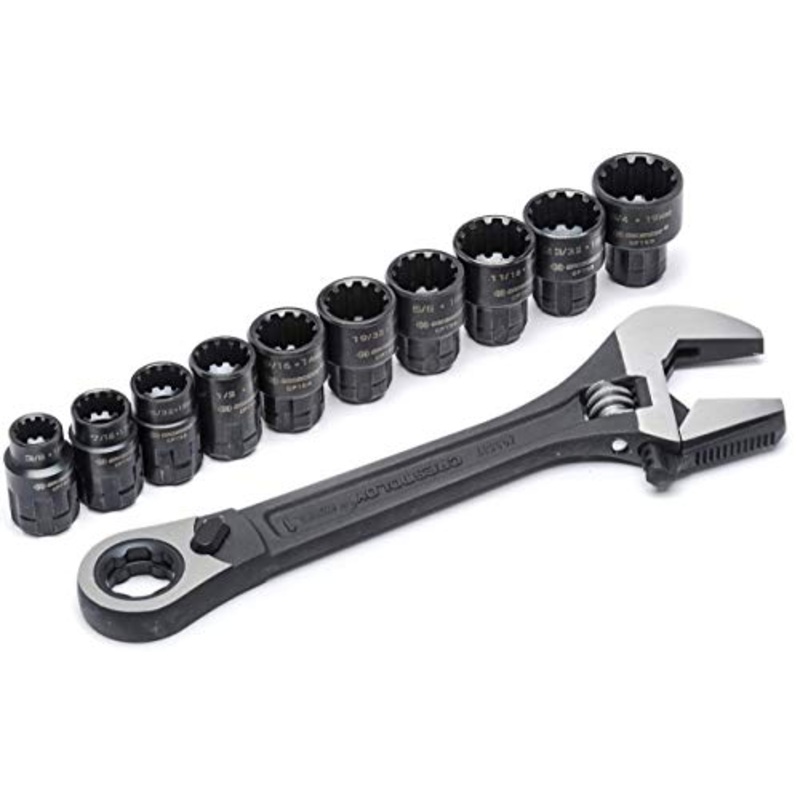 Crescent 11 Pc. Pass-Thru X6 Black Oxide Adjustable Wrench and Spline Socket Set - CPTAW8