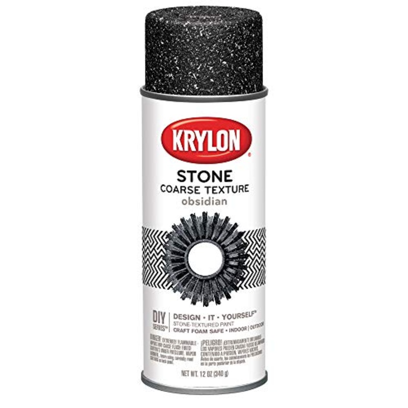 Krylon K18212 Coarse Stone Texture Finish Spray Paint, Obsidian, 12 Ounce