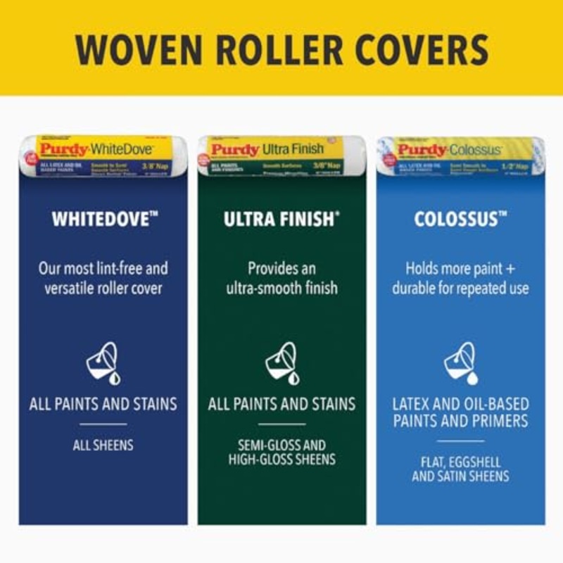 Purdy White Dove Woven 3/8 in. x 9 in. W Paint Roller Cover For Smooth Surfaces 3 pk