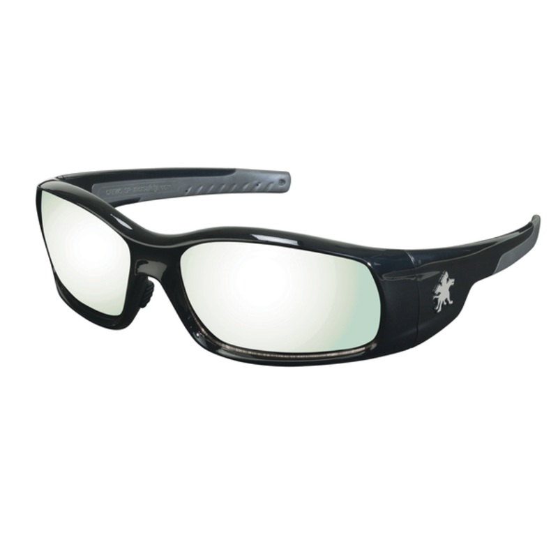 Swagger SR1 Series Black Safety Glasses with Indoor Outdoor Clear Mirror Lenses UV-AF Anti-Fog Coating Soft Non-Slip Nose Piece and Temples