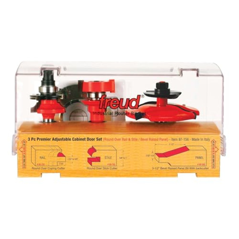 [ USED ] Freud 97-156 Adj Cabinet RouterBits,Rnd Over Prof,Bevel Raised Panel Bit Backcut