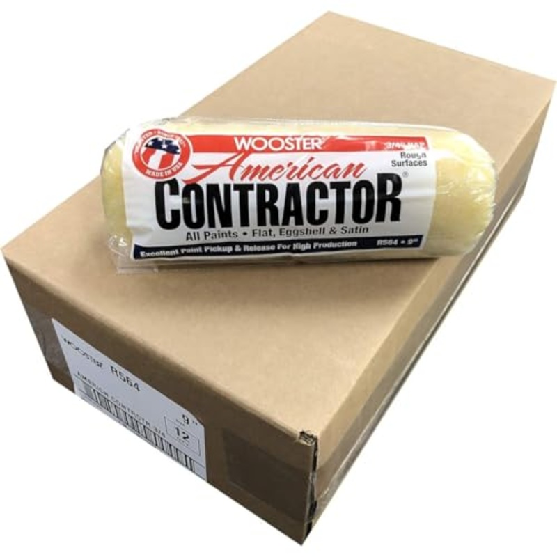 Wooster Brush R564 9 inch American Contractor 3/4 inch Nap Paint Roller - Pack of 12