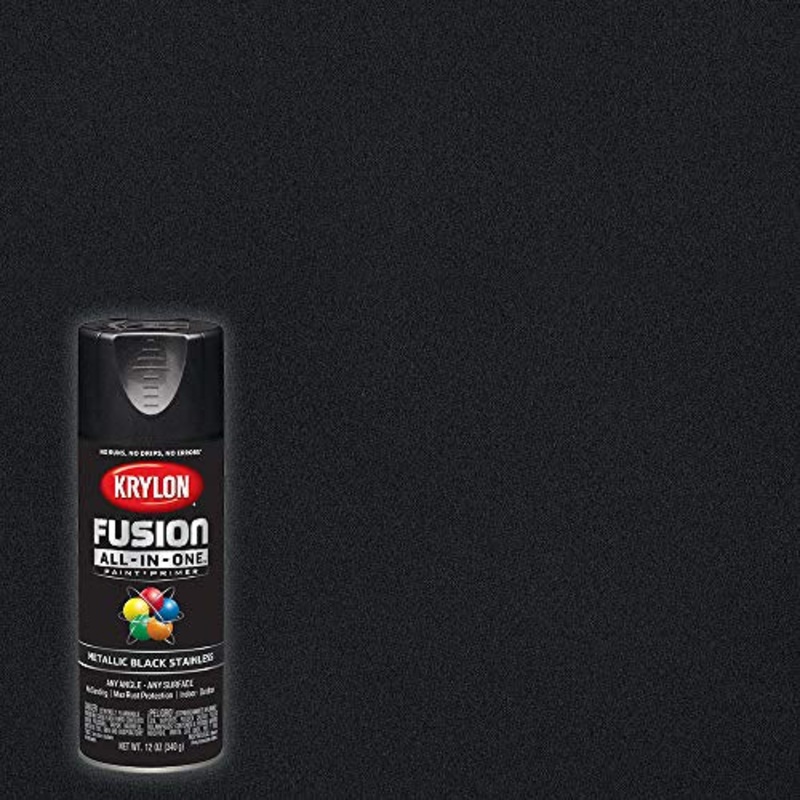 12 oz Krylon K02790007 Black Stainless Fusion All-In-One Paint & Primer Spray Paint, Metallic