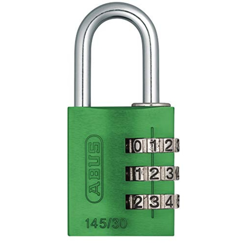ABUS 145/30 C Aluminum Resettable Combination Padlock, 3 Dial, Green