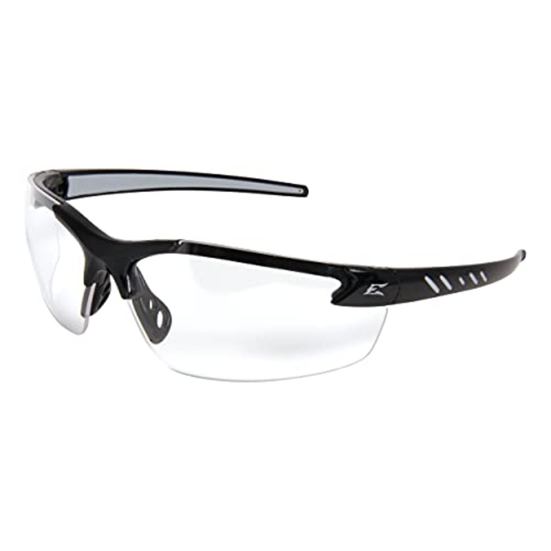 EDGE DZ111VS-G2 Zorge G2 Wrap-Around Anti-Fog/Vapor Shield Safety Glasses, Anti-Scratch, Non-Slip, UV 400, Military Grade, ANSI/ISEA & MCEPS Compliant, 5.04" Wide, Black Frame/Clear Lens
