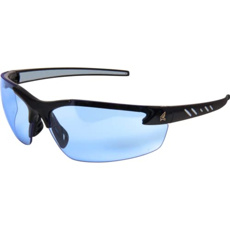 Edge DZ113VS-G2 Zorge G2 Wrap-Around Anti-Fog/Vapor Shield Safety Glasses, Anti-Scratch, Non-Slip, UV 400, Military Grade, ANSI/ISEA & MCEPS Compliant, 5.04" Wide, Black Frame/Light Blue Lens