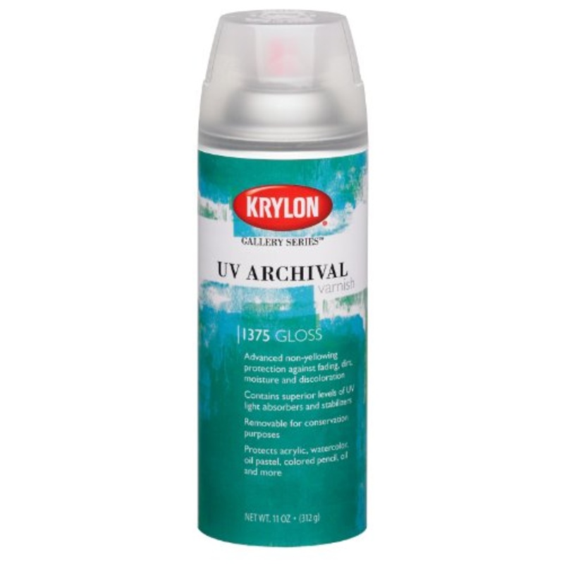 Krylon K01375000 Gallery Series UV Archival Varnish Aerosol Spray, Gloss, 11 Ounce