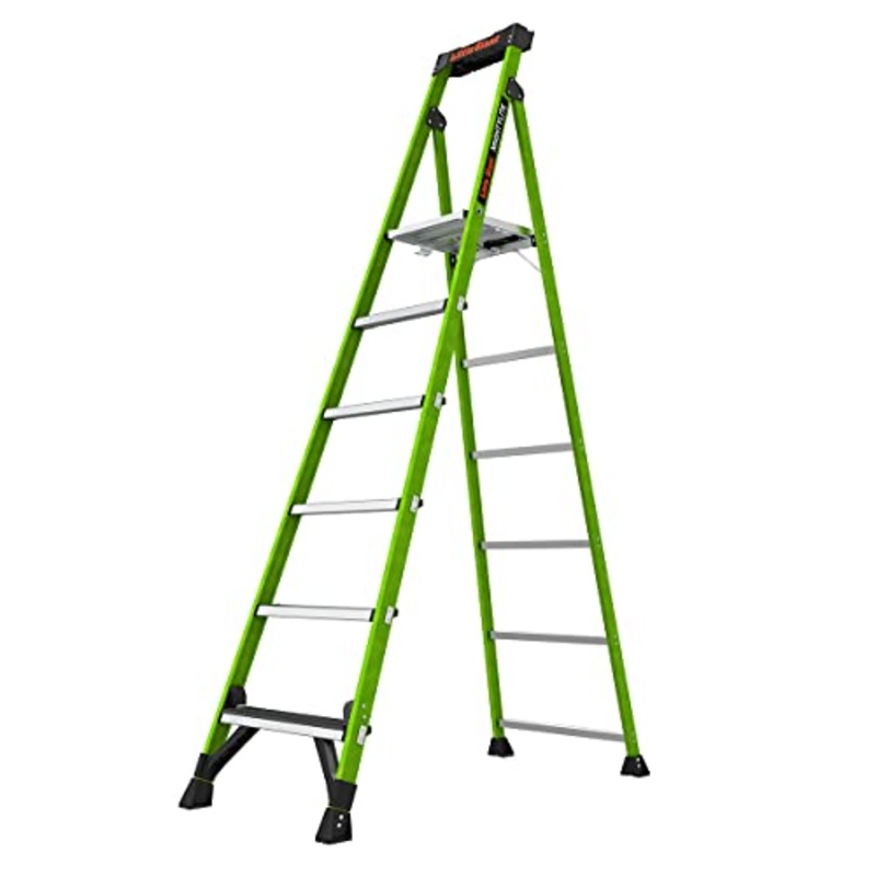 Little Giant Ladders, MightyLite 2.0, 8' Stepladder with Ground Cue, Fiberglass, Type IAA, 375 lbs Weight Rating, (15408-001), Green