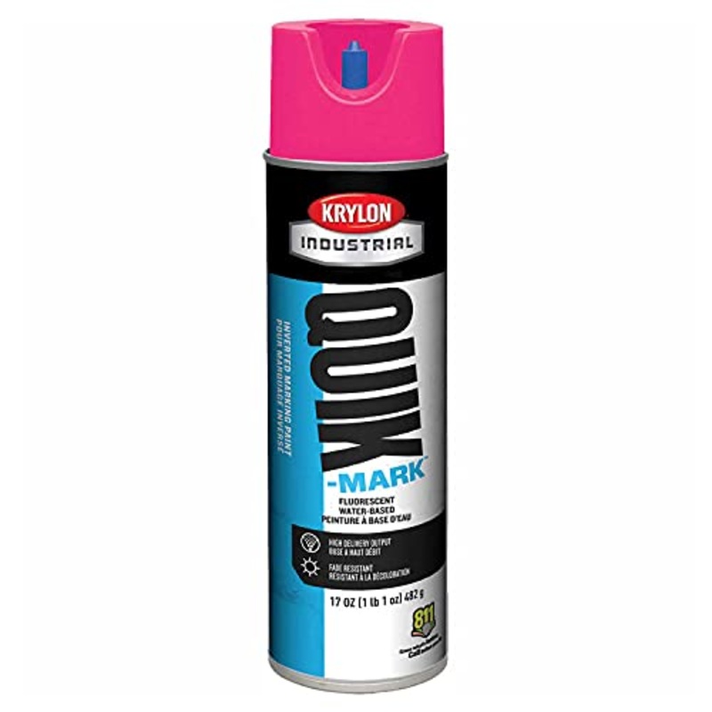 Quik-Mark Water-Based Fluorescent Hot Pink Inverted Marking Paint [Set of 12]
