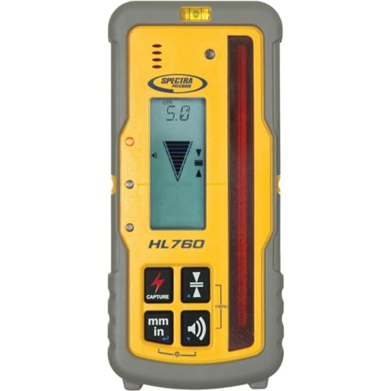 Spectra Precision HL760 Laser Level Receiver, Front and Back LCD Displays, Digital Readouts, Select Units of Measure, Waterproof