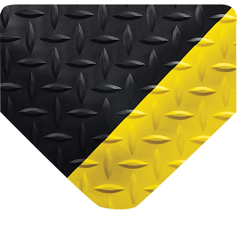 Wearwell Diamond-Plate SpongeCote UltraSoft Mat Anti-Fatigue Workstation Mat. 3' W x 5' L x 15/16" Thickness. Nitricell Sponge. Pre-Beveled Edge.