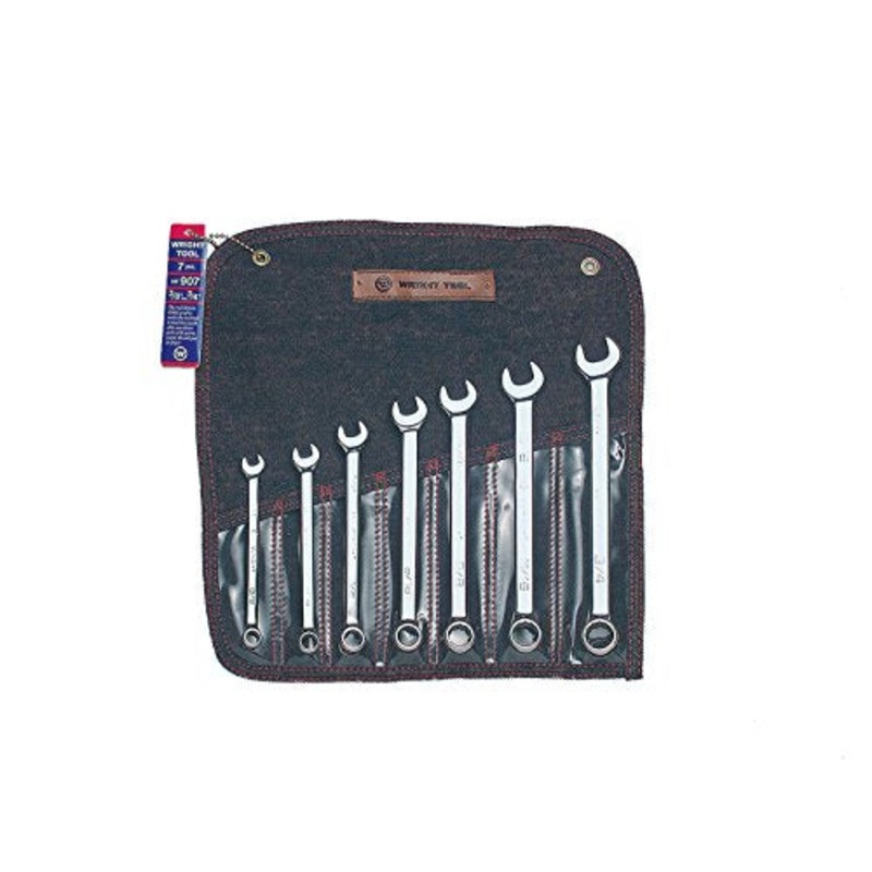 Wright Tool 907 Full Polish 12 Point Combination Wrench Set 3/8" - 3/4" (7-Piece)