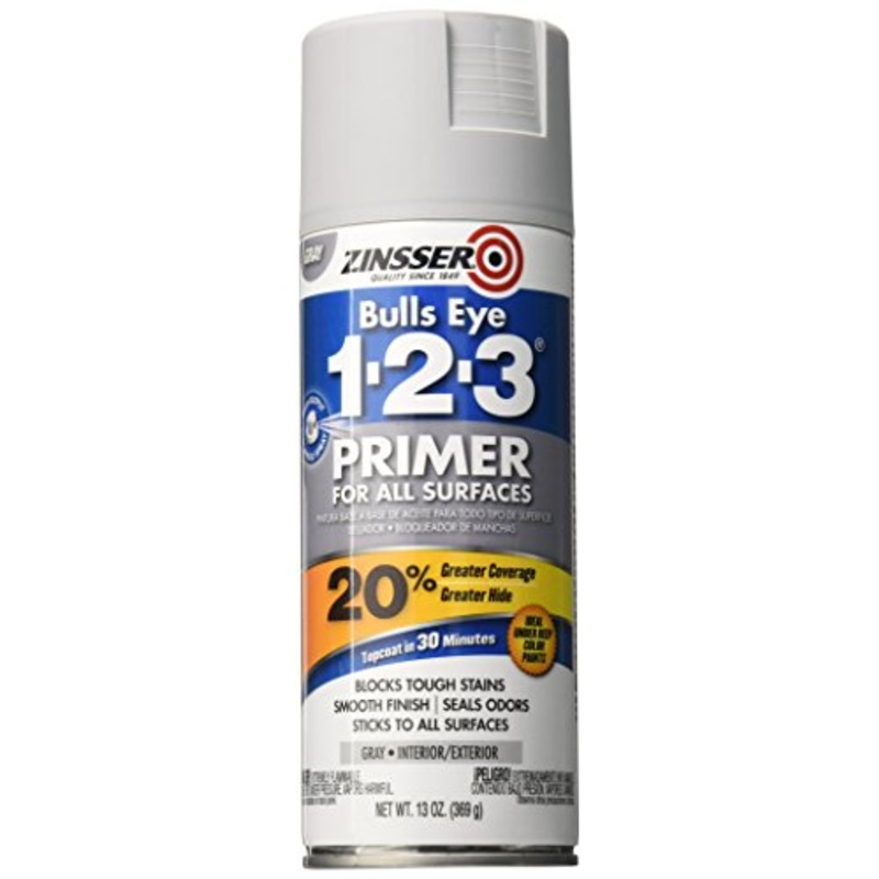 Zinsser 290971 Bulls Eye 1-2-3 All Surface Spray Primer, 13 oz, Gray
