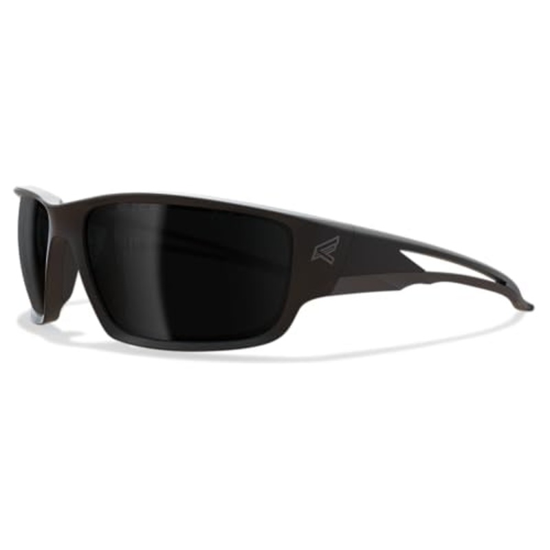 EDGE Kazbek Wrap-Around Anti-Fog/Vapor Shield Safety Glasses, Anti-Scratch, Non-Slip, UV 400, Military Grade, ANSI/ISEA & MCEPS Compliant, 5.04" Wide, Black Frame/Smoke Lens