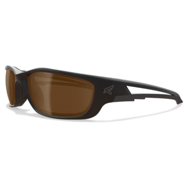 EDGE TSK-XL215 Kazbek XL Polarized Wrap-Around Safety Glasses, Anti-Scratch, Non-Slip, UV 400, Military Grade, ANSI/ISEA & MCEPS Compliant, XL Wide Fit, Black Frame/Copper Lens