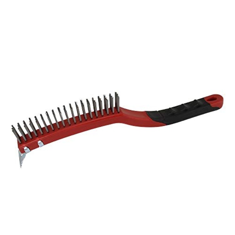 Warner 14" 3x13 Row, Stainless Steel Wire Brush with Scraper, 10483