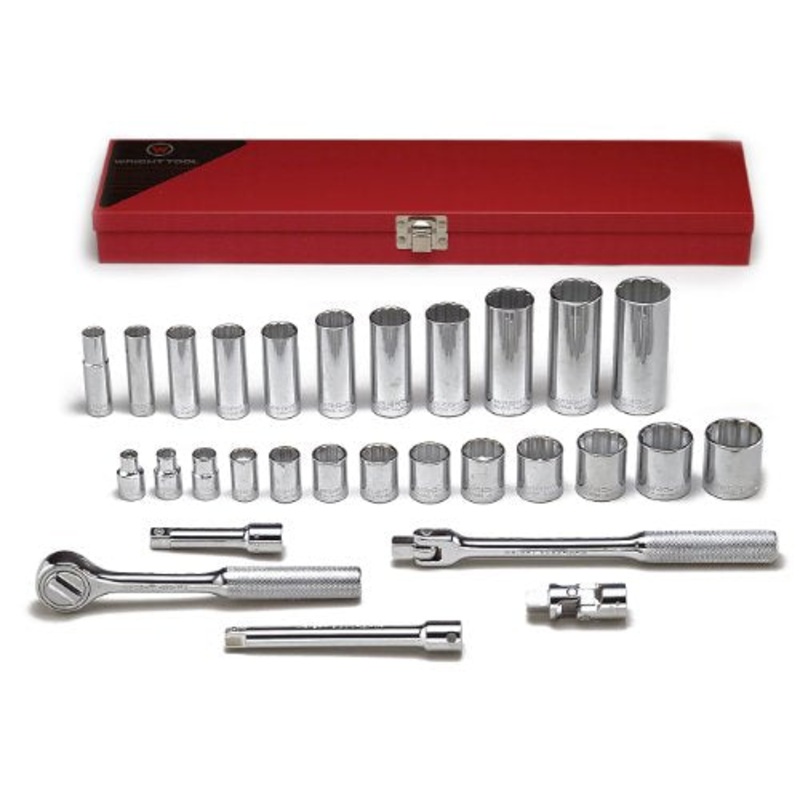 Wright Tool 29-Piece 3/8" Drive, 12 Point Standard and Deep Socket Set