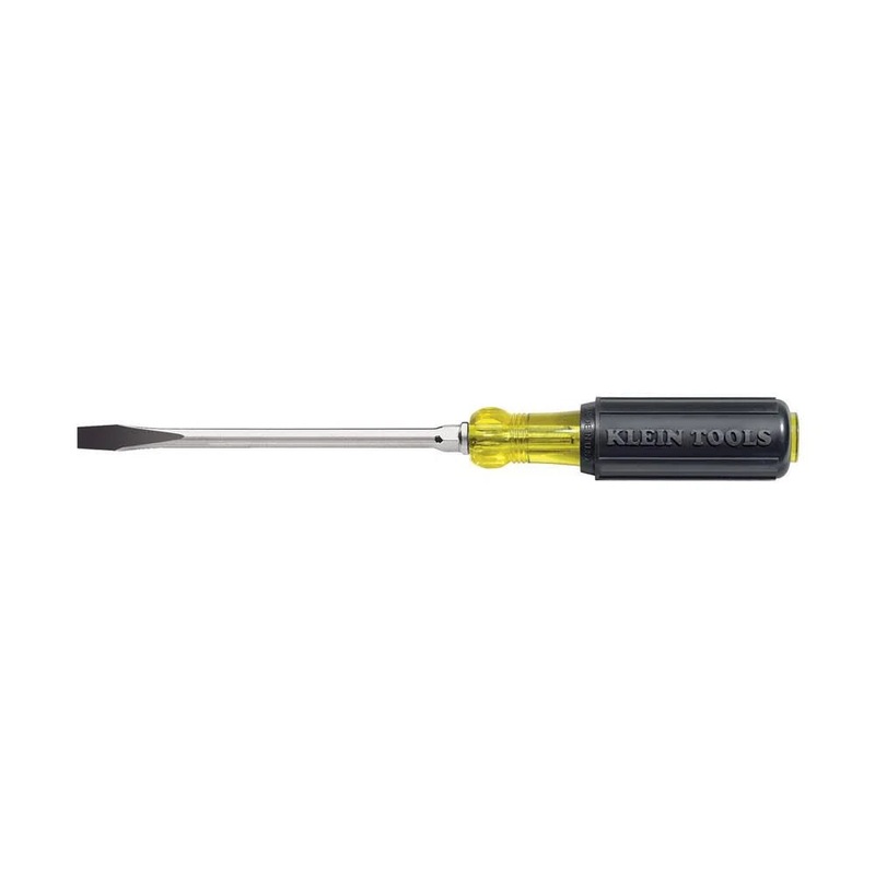 Klein Tools 602-10 Flathead Screwdriver with 3/8-Inch Keystone Tip, Made in USA, 10-Inch Heavy Duty Round Shank
