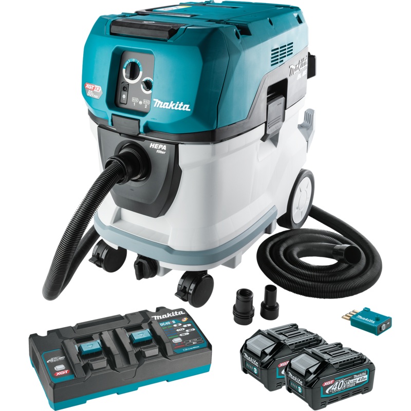 Makita (GCV04PMX) 40V MAX XGT Brushless Lithium-Ion Cordless 4 Gallon HEPA Filter AWS Capable Dry Dust Extractor Kit (4.0Ah)