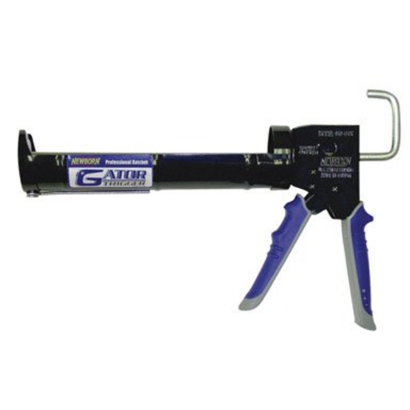 Newborn Pro Super Ratchet Rod Caulk Gun with Gator Trigger Comfort Grip, 1/10 Gallon Cartridge, 6:1 Thrust Ratio, Standard, Model:910-GTR