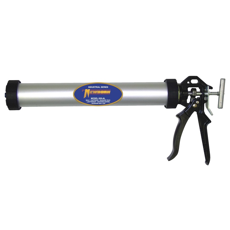 Newborn Sausage/Bulk/Cartridge Smooth Rod Caulking Gun, 10-30 oz. Sausage Packs/34 oz. Bulk, 18:1 Thrust Ratio