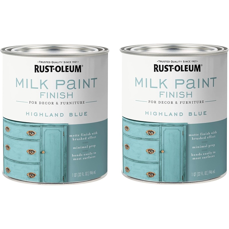 Rust-Oleum 2PK Milk Paint Finish, Quart, Highland Blue, 32 Fl Oz (Pack of 2)