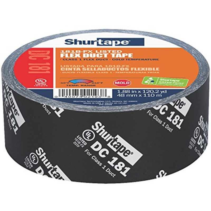 Shurtape DC 181 UL 181B-FX Listed/Printed Film Tape, 48mm x 110m, Metalized Print, 1 Roll