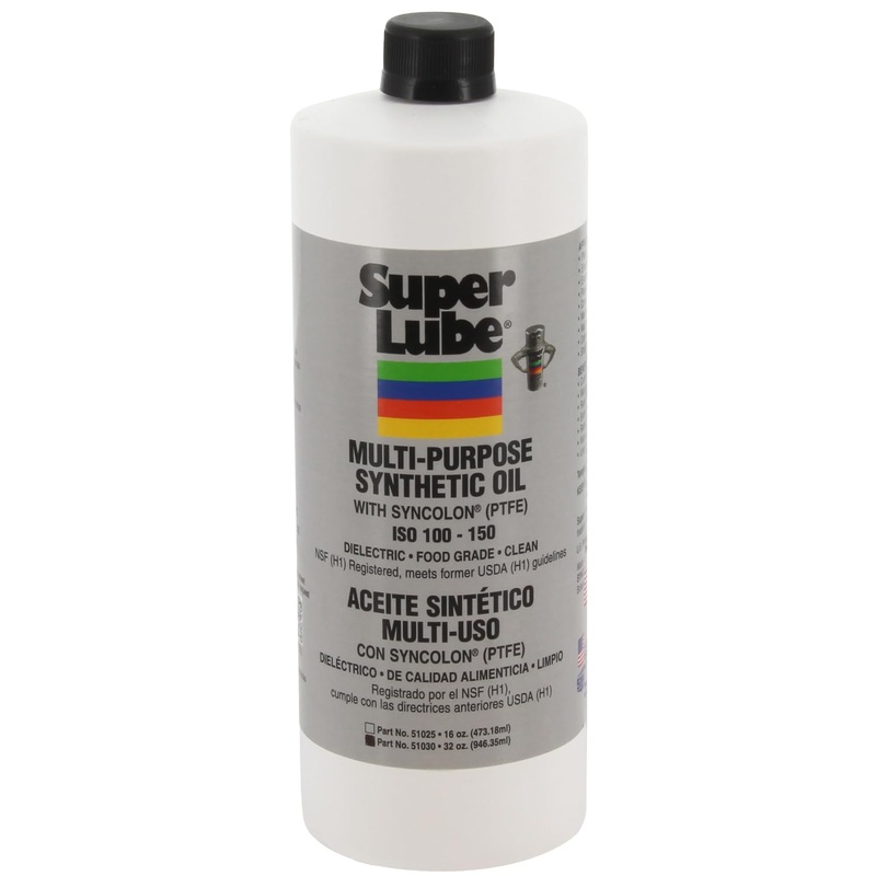 Super Lube Synthetic Oil with PTFE, High Viscosity, 1 quart Bottle, Translucent White