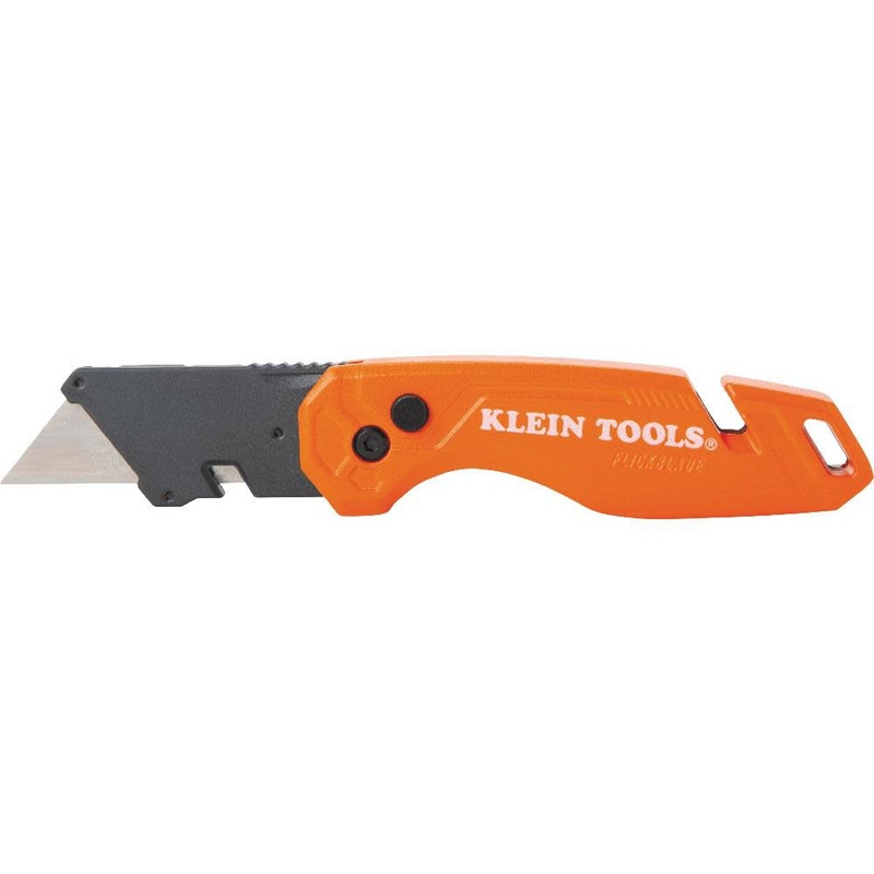 Klein Tools 44303 FLICKBLADE Folding Utility Knife with Blade Storage, Utility Knife with 5 Blades, Compact with Side Release Button and Dual Locking Positions