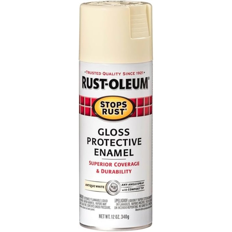 Rust-Oleum 6PK Stops Rust Spray Paint, 12 oz, Gloss Antique White, 6 Pack