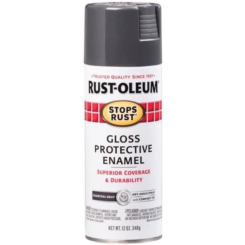 Rust-Oleum 6PK Stops Rust Spray Paint, 12 oz, Gloss Charcoal Gray, 6 Pack