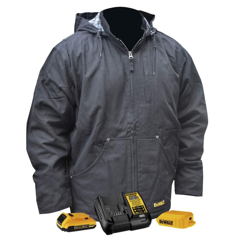 DEWALT Unisex Adult With 2.0ah Battery and Charger DEWALT Heated Heavy Duty Work Coat, Black, 2X US