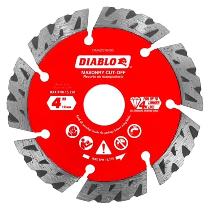 Diablo 4 in. Diamond Segmented Turbo Cut-Off Discs for Masonry