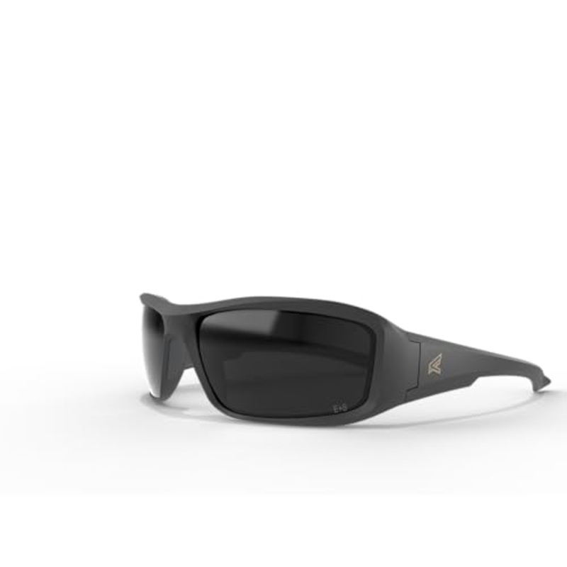 EDGE Brazeau Safety Glasses, Polarized Lenses, Non-Slip, Impact/Scratch Resistant, 99.9% UV Protect, ANSI Z87 Rated Black Frame Smoke Vapor Shield
