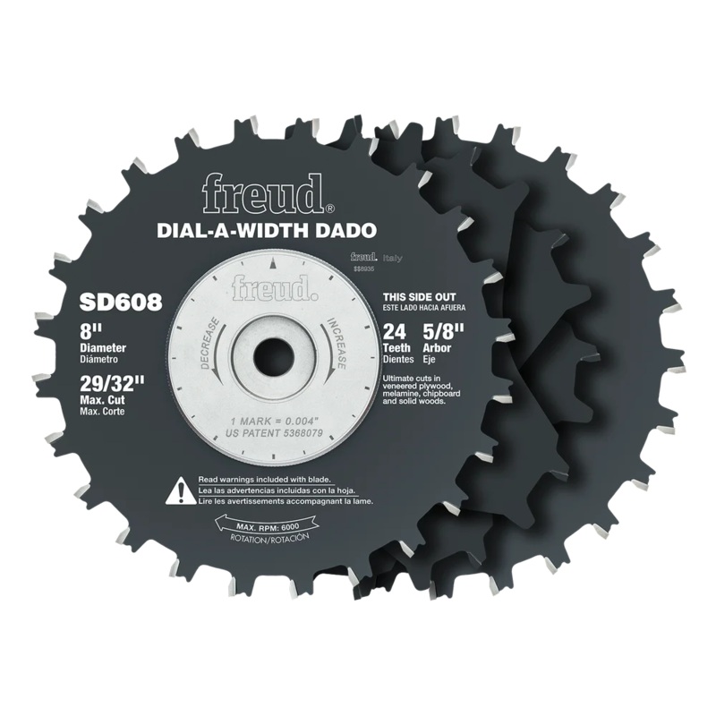 Freud 8 In. x 24T Dial-A-Width Stacked Dado Sets