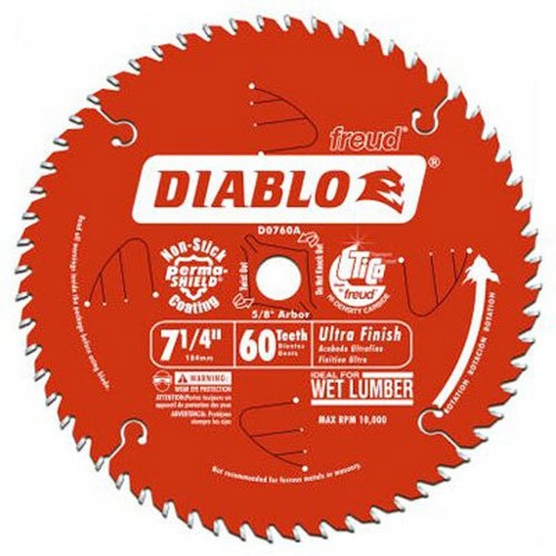 Freud Diablo D0760X 7-1/4-inch 60T Ultra Sharp Finish Saw Blade, 5/8-inch Arbor One Size